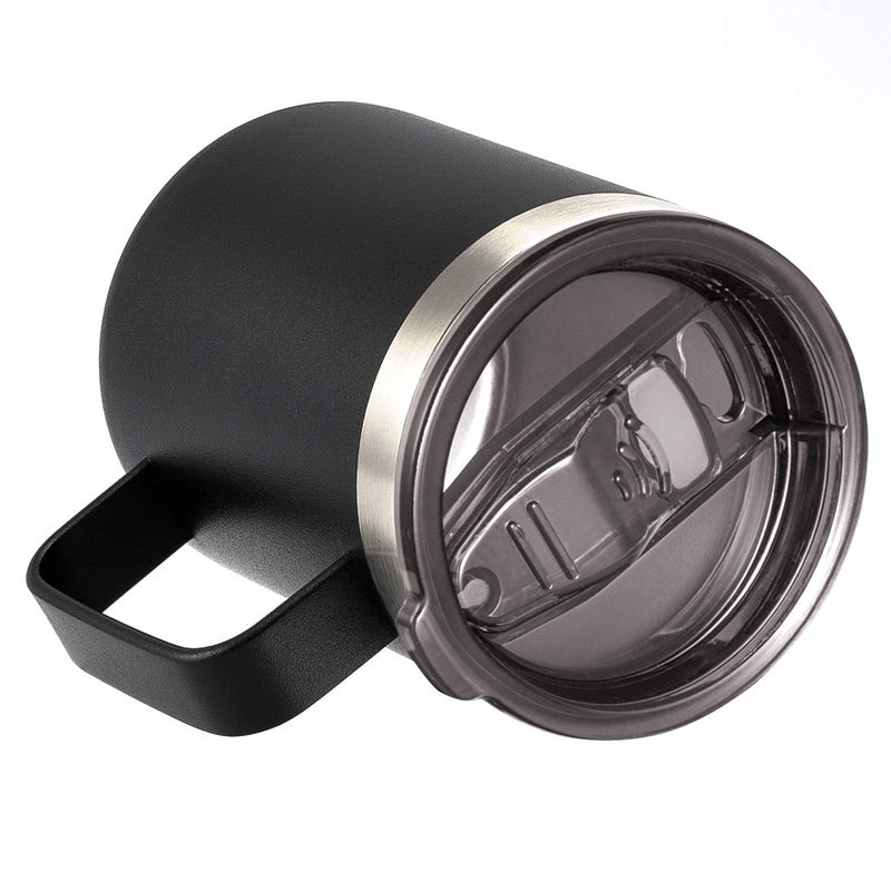ALOUFEA 12oz Stainless Steel Insulated Coffee Mug with Handle, Double Wall Vacuum Travel Mug, Tumbler Cup with Sliding Lid, Black - Image 3